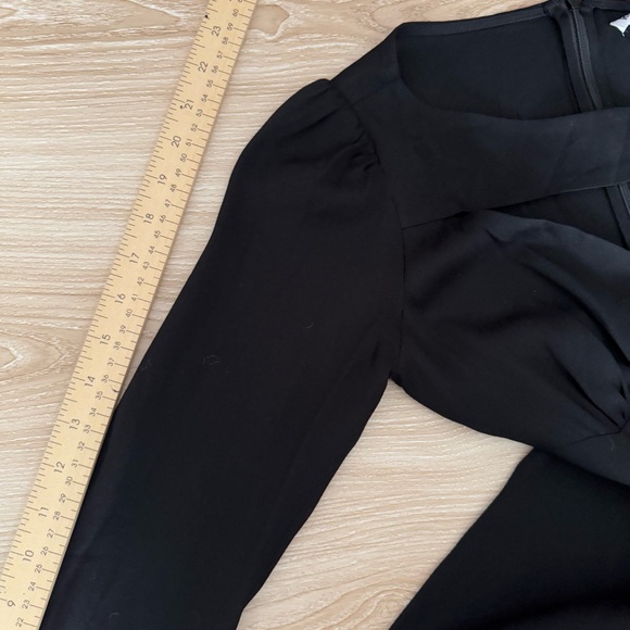 Reformation 0 NEW Kalani Midi Dress Black Long Sleeve Cut Out Neck Slit Cut - Picture 12 of 12